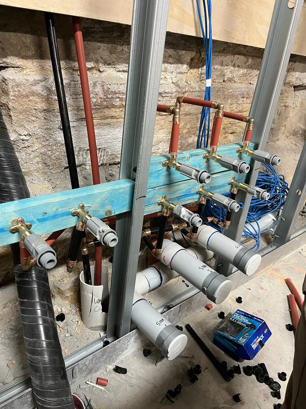 Amenities rough-in for a commercial fit-out