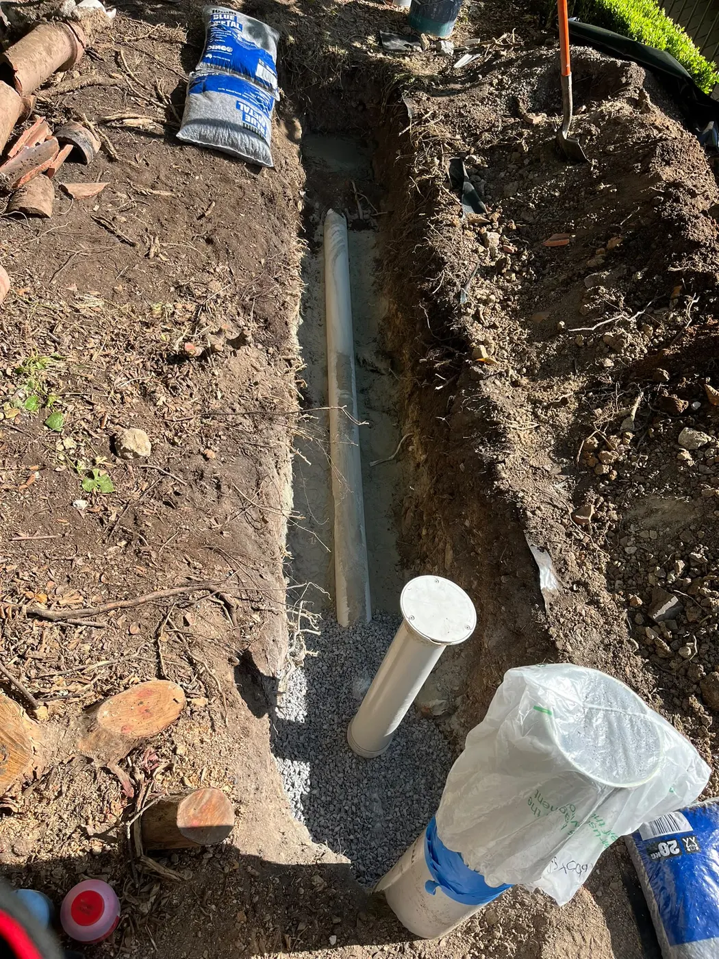 Stormwater pipe laid in trench